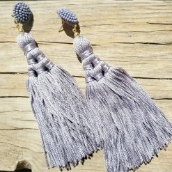 Fame Accessories Blue Triangle Tassel Earrings Jewelry