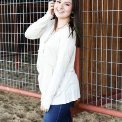 FSL Apparel Small The Henley Peplum Top