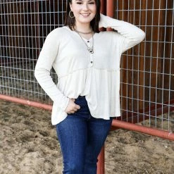 FSL Apparel Small The Henley Peplum Top