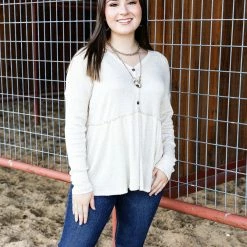 FSL Apparel Small The Henley Peplum Top