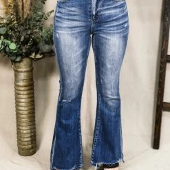 RISEN LA Jeans & Bottoms High Rise Vintage Washed Flares