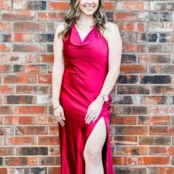 Peach Love California The Satin Halter Dress Medium