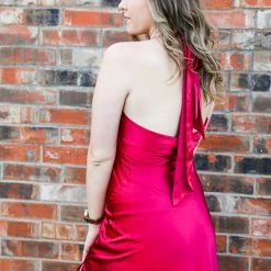 Peach Love California The Satin Halter Dress Medium