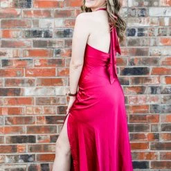 Peach Love California The Satin Halter Dress Medium