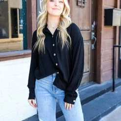Entro Long Sleeve Tops The Megan Button Top