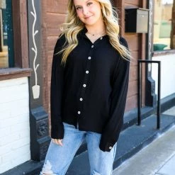 Entro Long Sleeve Tops The Megan Button Top