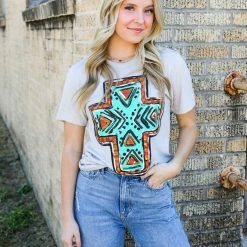 Texas True Threads Graphic Tees & Tanks Callies Aztec Cross Tee