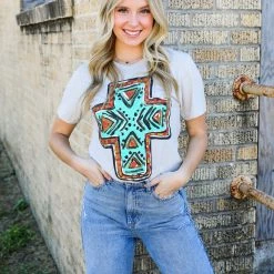 Texas True Threads Graphic Tees & Tanks Callies Aztec Cross Tee