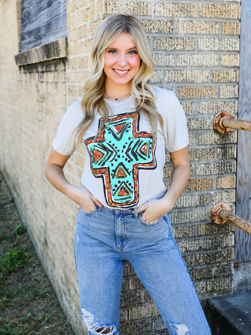 Texas True Threads Graphic Tees & Tanks Callies Aztec Cross Tee 4 Texas True Threads Graphic Tees & Tanks Callies Aztec Cross Tee