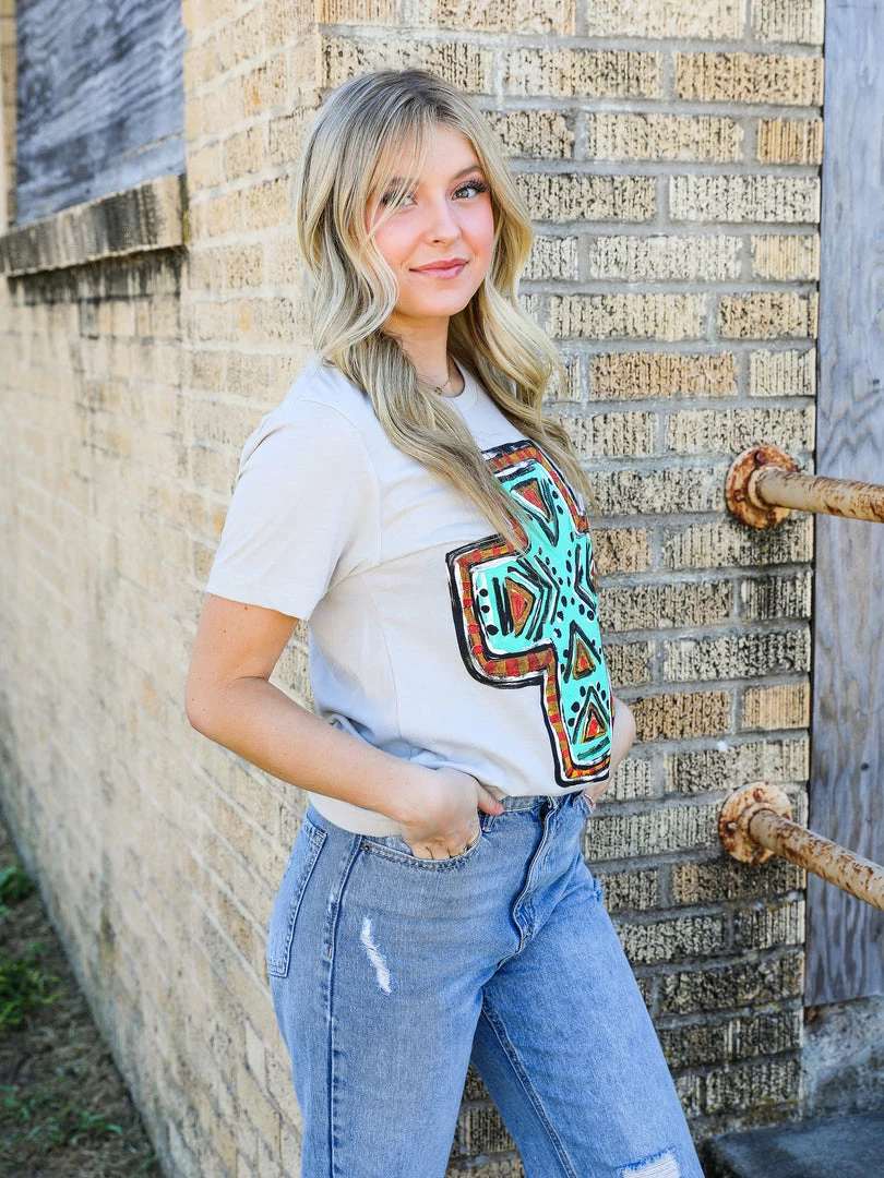 Texas True Threads Graphic Tees & Tanks Callies Aztec Cross Tee 5 Texas True Threads Graphic Tees & Tanks Callies Aztec Cross Tee