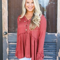 FSL Apparel Small The Henley Peplum Top