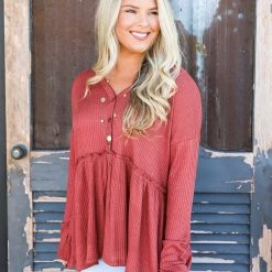 FSL Apparel Small The Henley Peplum Top