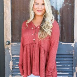 FSL Apparel Small The Henley Peplum Top