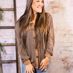 Hailey&Co Long Sleeve Tops The Contrast Shacket