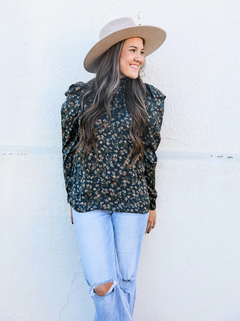 Doe & Rae Puff Sleeve Floral Blouse 3 Doe & Rae Puff Sleeve Floral Blouse