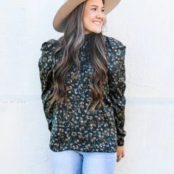 Doe & Rae Puff Sleeve Floral Blouse