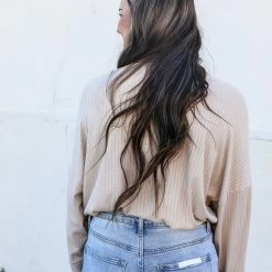 Peach Love California Small The Ribbed Henley Top