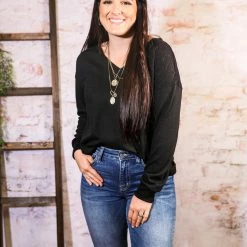 LA MIEL The Megan Black Top Small