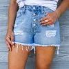 Trend Shop Distressed Denim Button Shorts Small