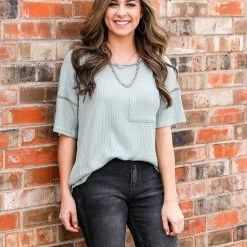 7th Ray Medium Solid Waffle Pocket Top