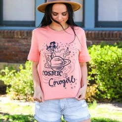 Lucky & Blessed Cosmic Cowgirl Graphic Tee Small