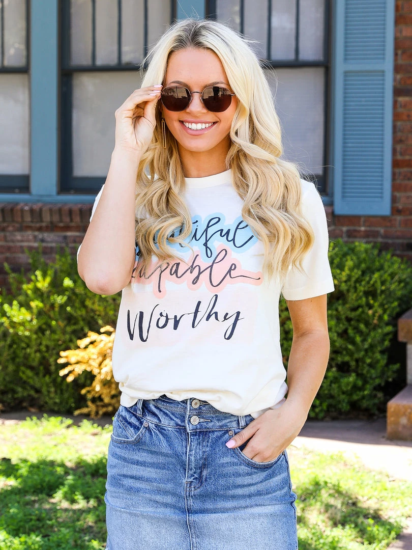 Crazy Cool Threads Beautiful Capable Worthy Tee XL 7 Crazy Cool Threads Beautiful Capable Worthy Tee XL