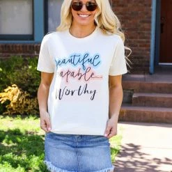 Crazy Cool Threads Beautiful Capable Worthy Tee XL