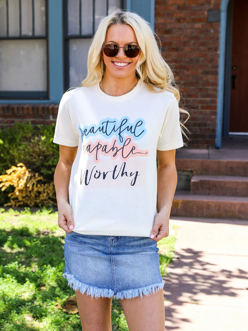 Crazy Cool Threads Beautiful Capable Worthy Tee XL 4 Crazy Cool Threads Beautiful Capable Worthy Tee XL