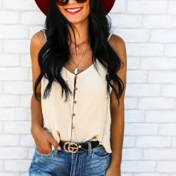 Trend Notes Large Little Button Front Cami