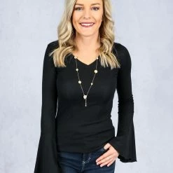 Hayden Los Angeles V Neck Bell Top