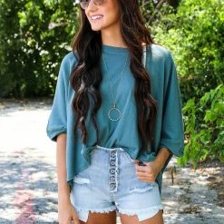 Trend Notes Tops Oversized Mineral Washed Top