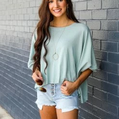 Trend Notes Tops Oversized Mineral Washed Top