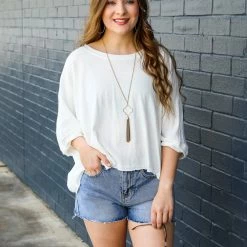 Trend Notes Tops Oversized Mineral Washed Top