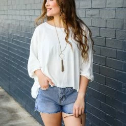 Trend Notes Tops Oversized Mineral Washed Top