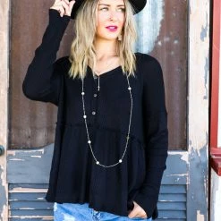 FSL Apparel Small The Henley Peplum Top