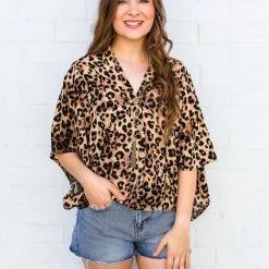 Trend Notes Leopard Button Kimono Top