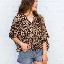 Trend Notes Leopard Button Kimono Top