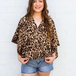 Trend Notes Leopard Button Kimono Top