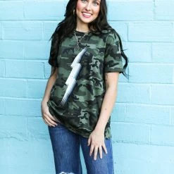Blue Buttercup The Camo Bolt Top Small