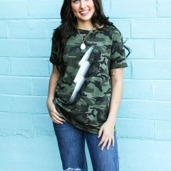 Blue Buttercup The Camo Bolt Top Small