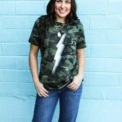 Blue Buttercup The Camo Bolt Top Small