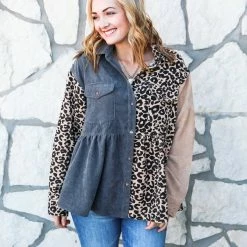 Blue Buttercup The Leopard Contrast Shacket