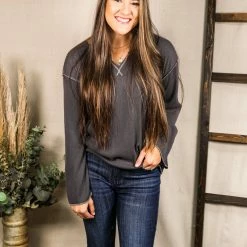 Hem & Thread The Charcoal Wide Sleeve Boxy Top