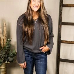 Hem & Thread The Charcoal Wide Sleeve Boxy Top