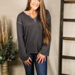 Hem & Thread The Charcoal Wide Sleeve Boxy Top