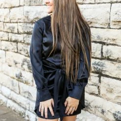 Aaron & Amber The Front Tie Satin Dress