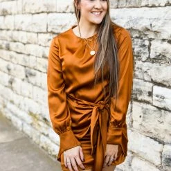 Cheap southernhoney Store 15 Aaron & Amber The Front Tie Satin Dress