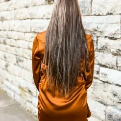 Aaron & Amber The Front Tie Satin Dress