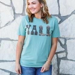 BENIE LA Y'all Cowgirl Boots Tee