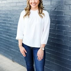 Les Amis The Solid Ruffle Neck Top